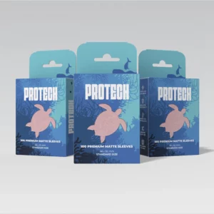 Pink Card sleeves with turtle design packaging